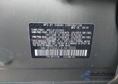 2020 Subaru Forester Limited из США, поврежденный, VIN JF2SKAUCXLH418800